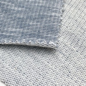 Terbaru 65 polyester 35 katun campuran rajutan benang loop cilik dicelup kain terry Perancis kanggo tshirts