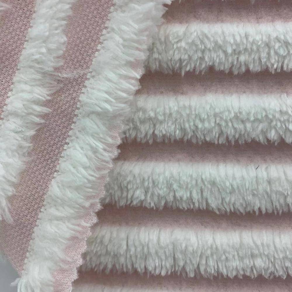 100% polyester stripes sherpa fleece fabric fot sweater jacket ແມ່ຍິງ