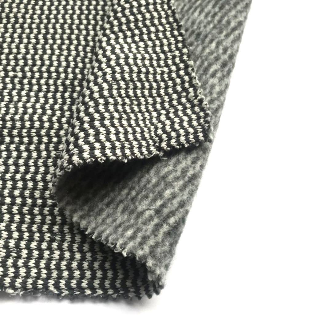 Desain Fancy Polyester Hacci Disikat Kain Fleece kanggo Sweater