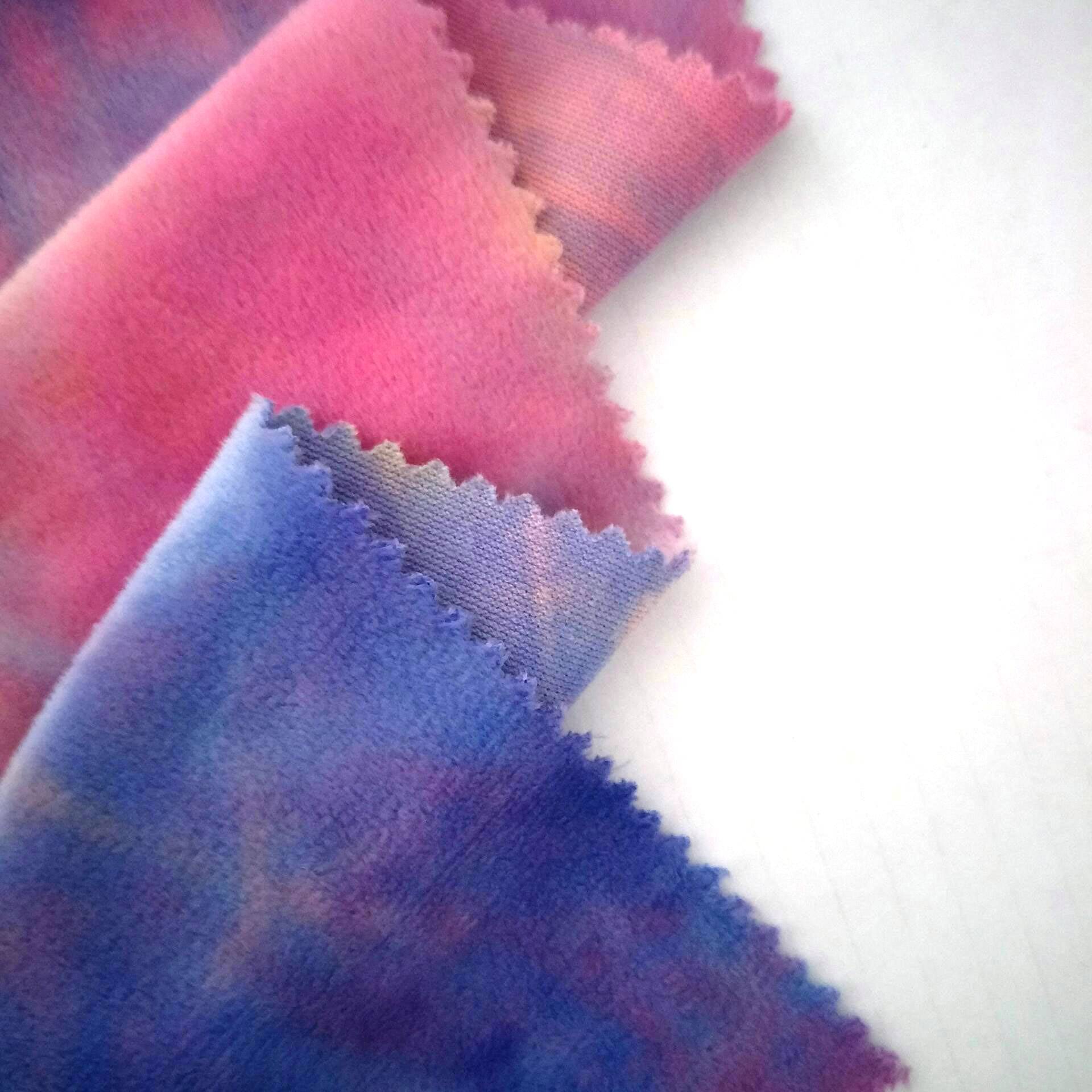China manufacturer newest design 100% polyester tie dyed super soft velveteen fleece fabric