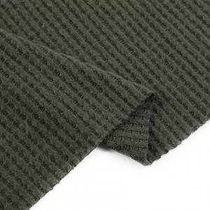 GRS လက်မှတ် Polyester တစ်ခြမ်း Brushed Fabric Solid Spandex Waffle Hacci Fabric
