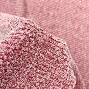 Høykvalitets cardigan strukket polyester rayon nylonblanding 280GSM strikkebørstet hacci 2*2 ribbestoff