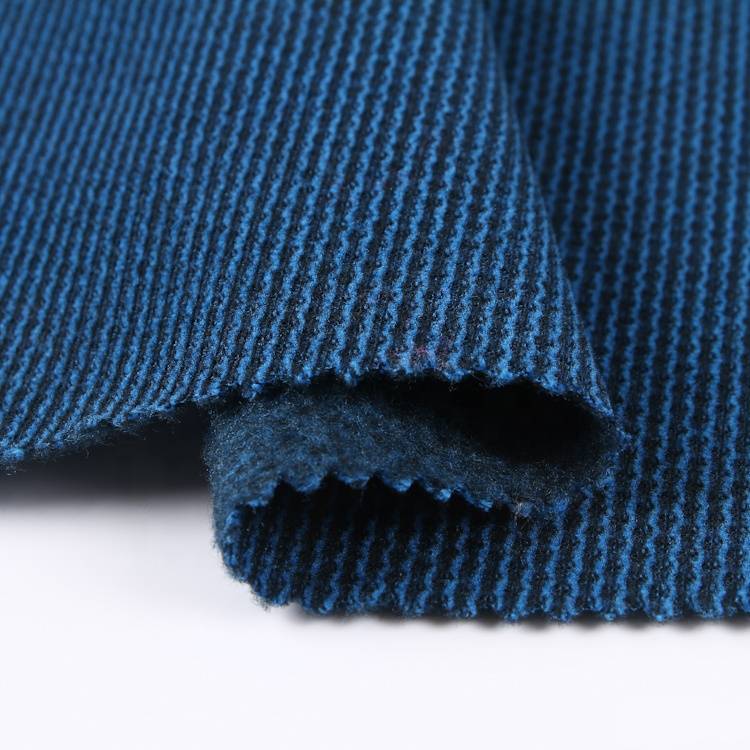 Schwarzer, garngefärbter, wabenförmiger, 100 % Polyester-Schuss-Hacci-Fleece-Strickstoff für Kleidung