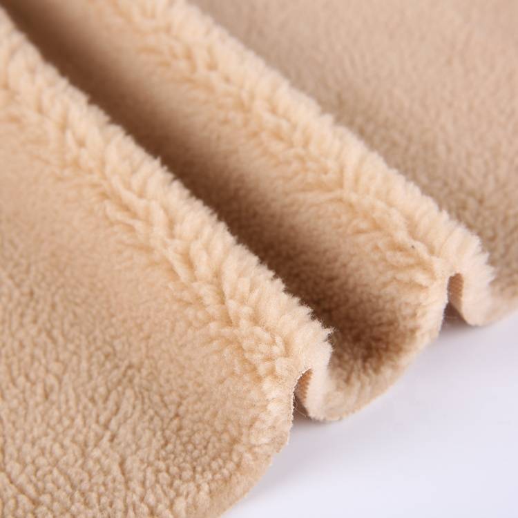 Warm teddy fleece 100% polyester knit plush fleece fabric para sa winter jacket