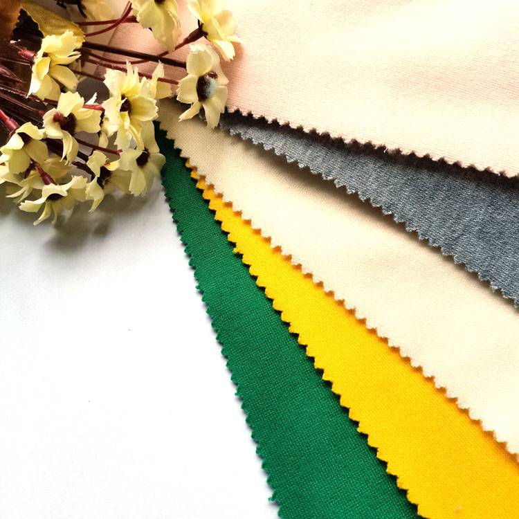 na-customize na plain na tinina na mga kulay polyester cotton one side brushed fleece fabric for sale