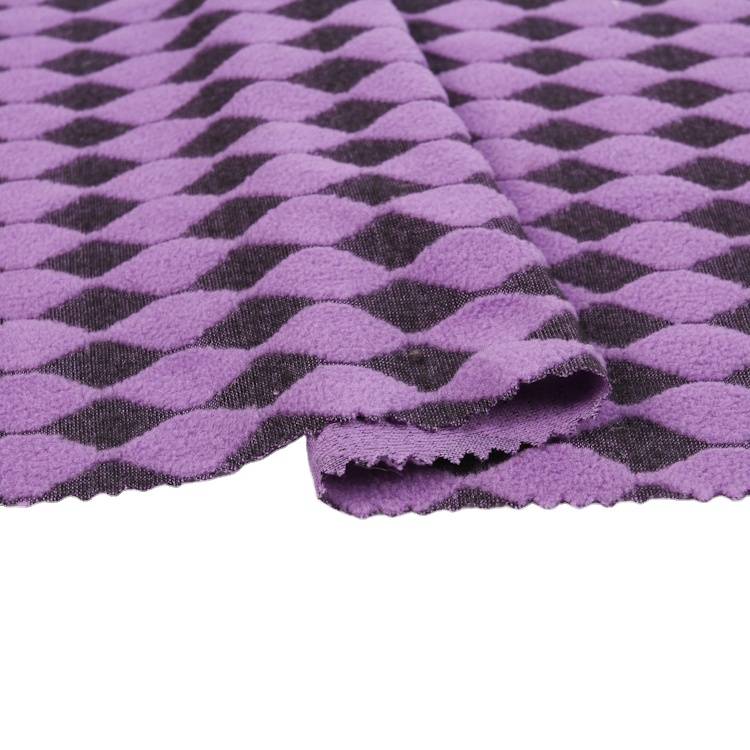 Mainit nga pagbaligya sa jacquard check plaid jacquard fleece blanket knitting micro polar fleece fabric roll
