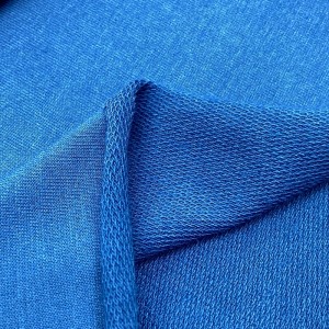 โรงงานจัดหาผ้าโพลีเอสเตอร์เรยอนรีไซเคิลถักผ้าสแปนเด็กซ์เทอร์รี่ฝรั่งเศสขนาดเล็กสำหรับเสื้อฮู้ด