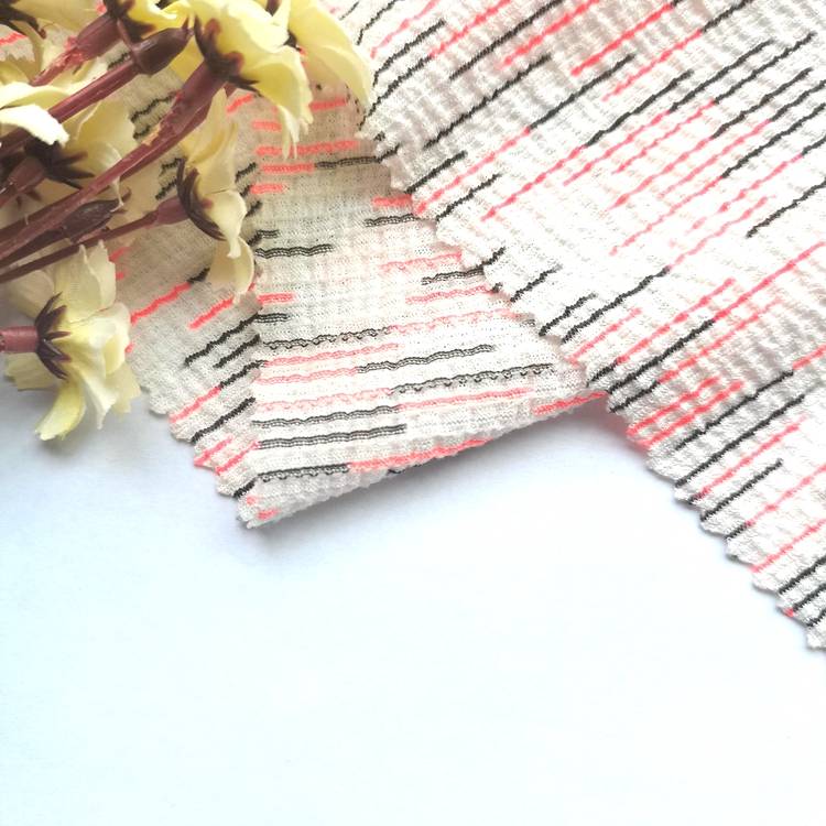 veleprodaja navadnega melanž raztegljivega jerseyja s črtami za pletenje krep poliestrske tkanine za oblačila