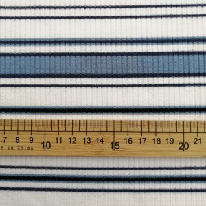 2022 Spring Yarn Dyed Poly Rayon Spandex Stripped Rib Fabric