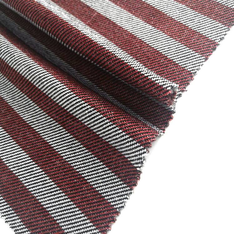 engros 100 polyester strik striber trykt twill sweater én side børstet fleece stof til frakke