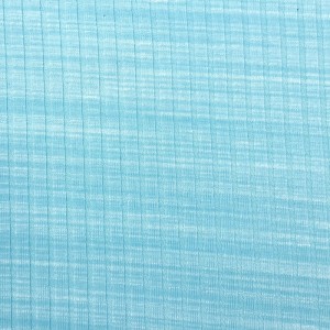 Nowa moda wiskozowy poliester stretch 30s błękitny farbowany w przestrzeni 6*4 dzianina prążkowana tkanina TR na damską koszulkę