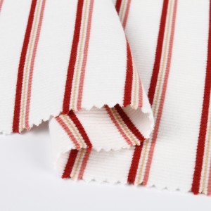 Popularni tekstil po mjeri elastična pređa obojena 2*2 prugasta rebrasta tkanina za donje rublje