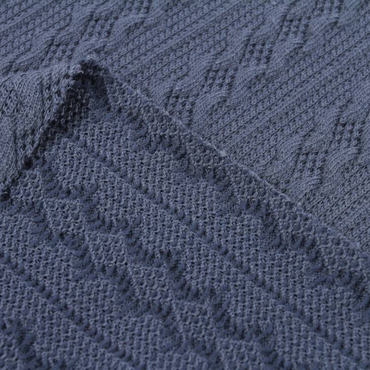 Fashion lúkse populêre 100% polyester jacuard gebreide hacci sweater stof foar doek