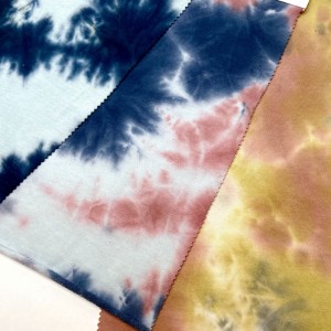Hot selling 100% cotton 280GSM tie dyed knitting french terry loop fabric for t-shirt