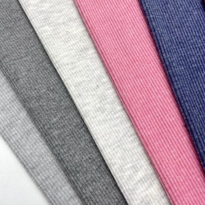 Comfortable touching 330GSM stretched cotton polyester knitted 2×2 rib fabric for cardigan sweater