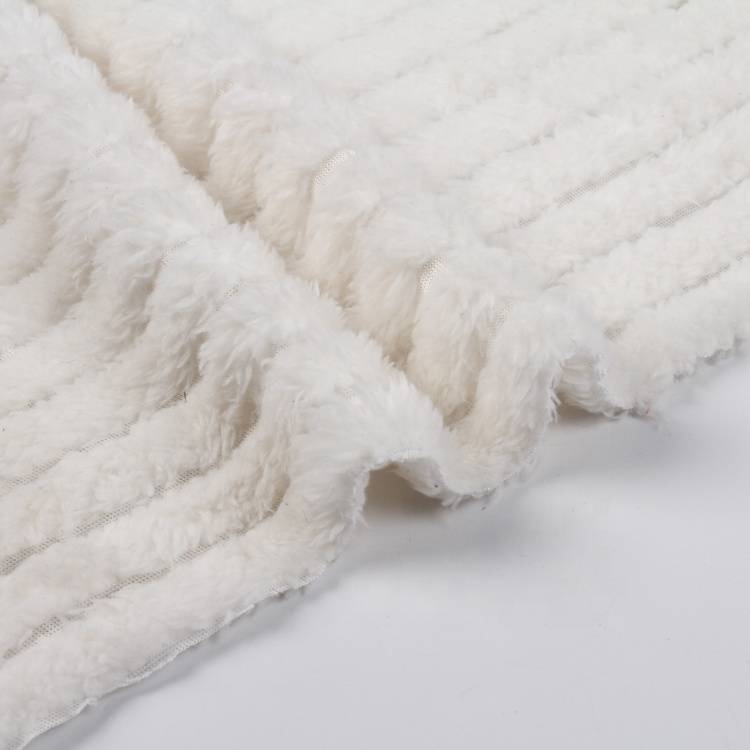 Factory china ladies fabric textile stripe jacquard fleece fabric yard for winter