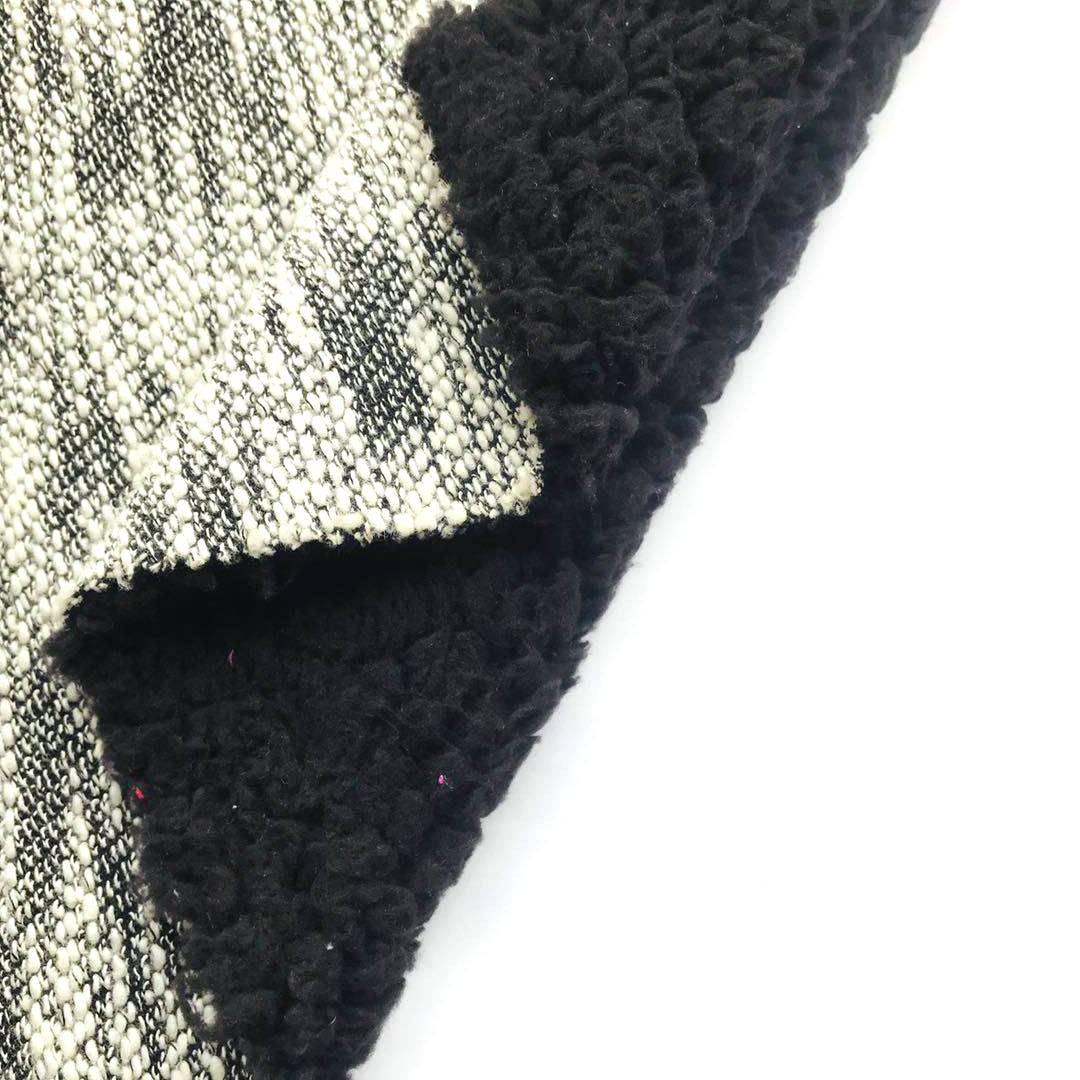Faumea taugofie Slub Knit Sweater Fabric Bonded Sherpa Fleece Fabric with TPU