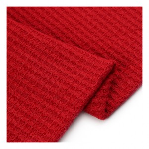 Висококачествена едностранно изчеткана вафлена тъкан Полиестер Еластан Hacci материя за пуловер