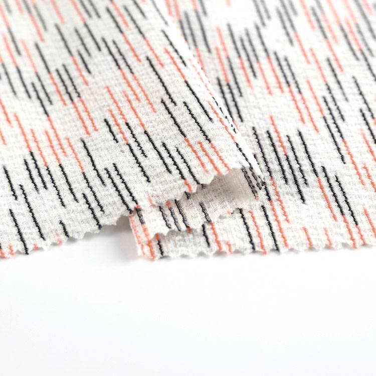 Գործարանային հարմարեցված պարզ 100 պոլիեսթեր մելանժ ձգվող կրեպ գործվածք հագուստի համար