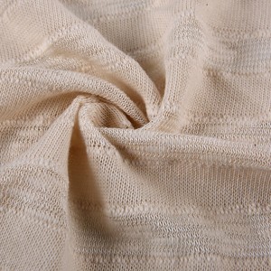 Flesh pink cotton polyester stripe hacci jersey garment loose fabric