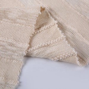Flesh pink cotton polyester stripe hacci jersey garment loose fabric