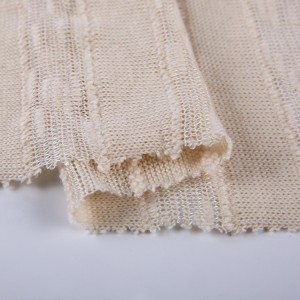 Flesh pink cotton polyester stripe hacci jersey garment maluwag na tela