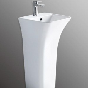 Simple and Functional Ceramic Pedestal Basin for Compact Bathrooms