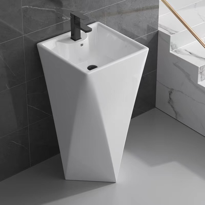 Luxury Ceramic Pedestal Basin - Elegant Design for High-End Hospitality and Residential Spaces