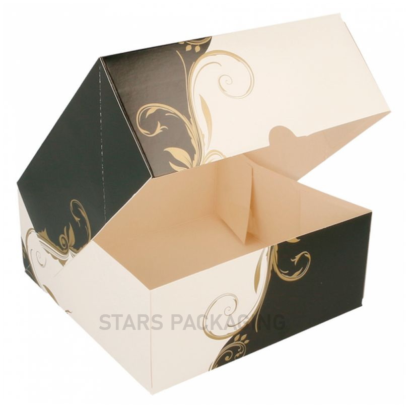 Best-Selling Drawer Paper Box Suppliers –  Custom Cardboard 10,12,14,16,18 Inch Rectangular White Cake Box with Window  – Stars