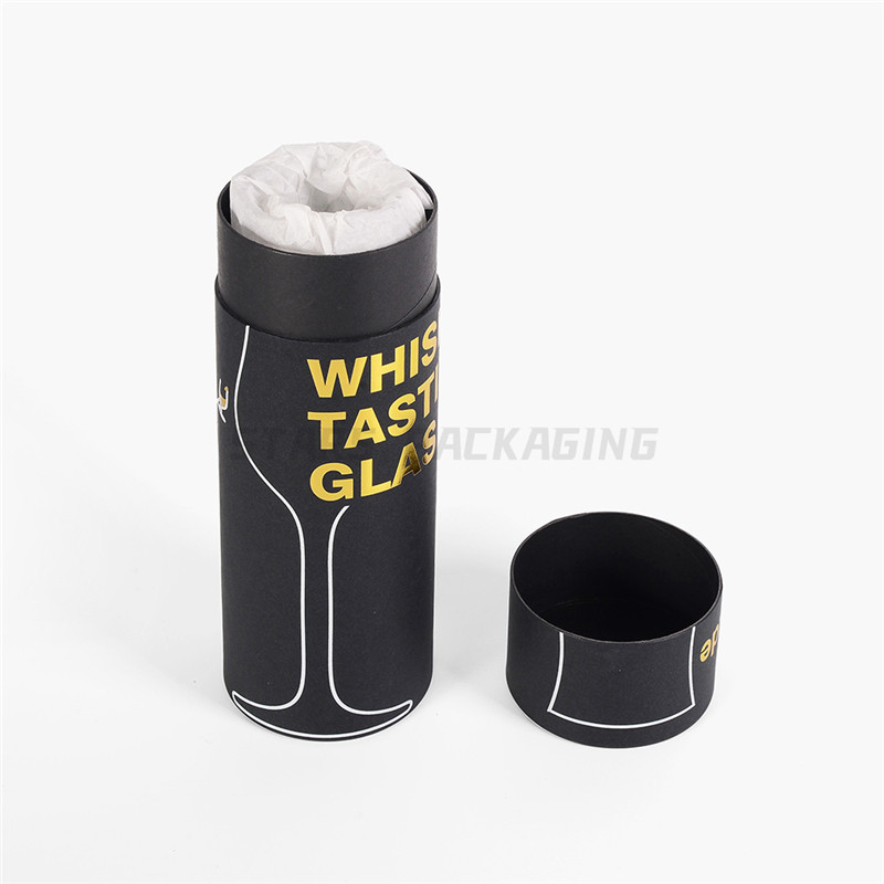 Custom Single Wine Bottle Packaging Round Boxes for Whisky Glass