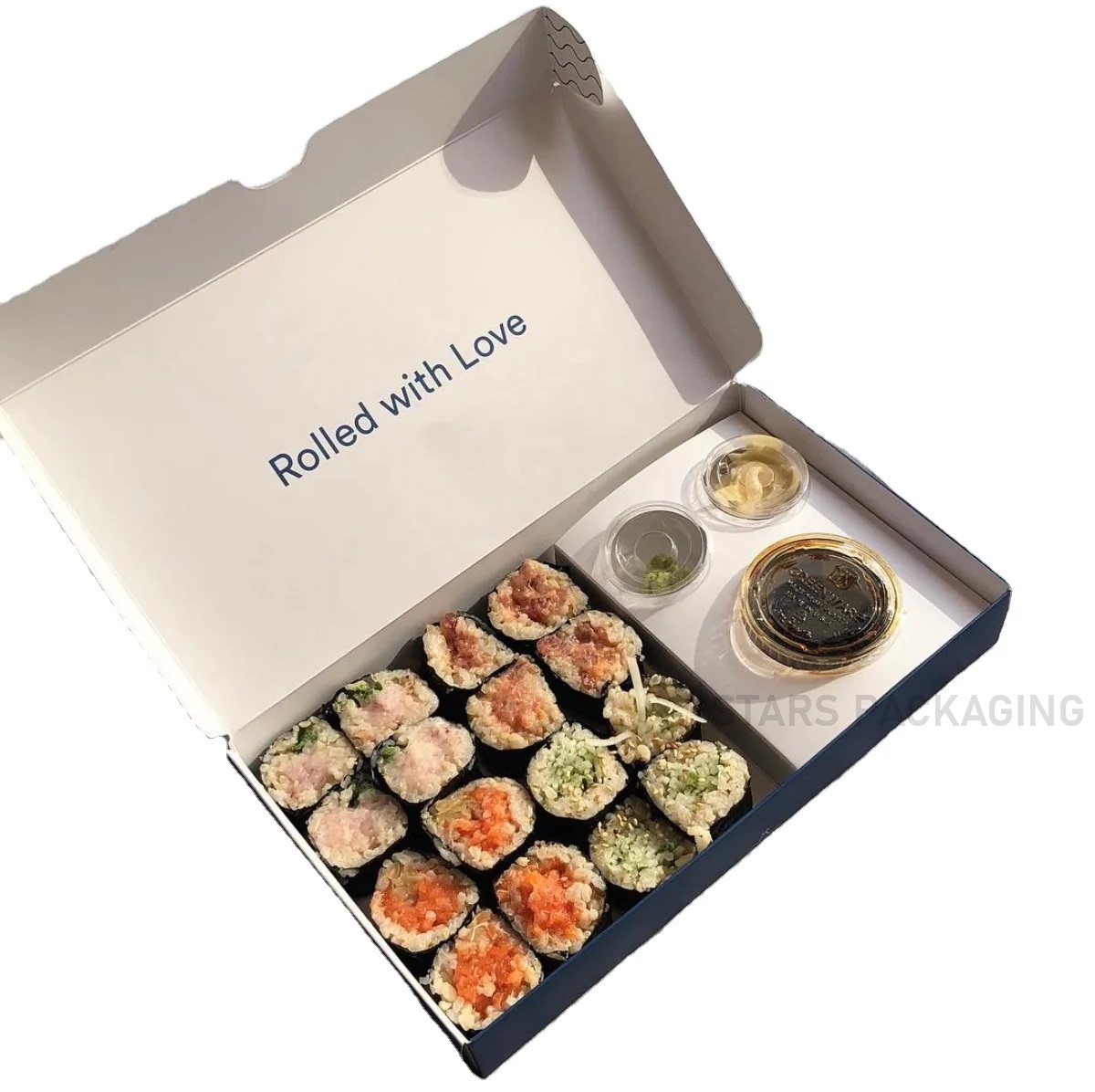 Export Custom Paper Box Factory –  Custom Printed Disposable Biodegradable Food Grade Sushi Takeaway Paper Box  – Stars