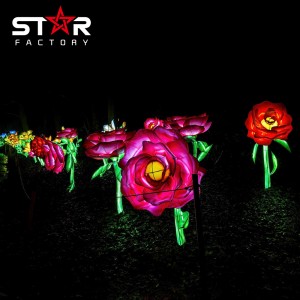 Led Outdoor Spring Festival Silk Fabric Flower Lantern Festival Show