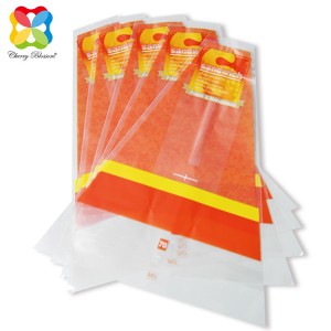 Custom Printed Transparent Plastic PE One layer Packaging Sandwich Paper Packaging Bag