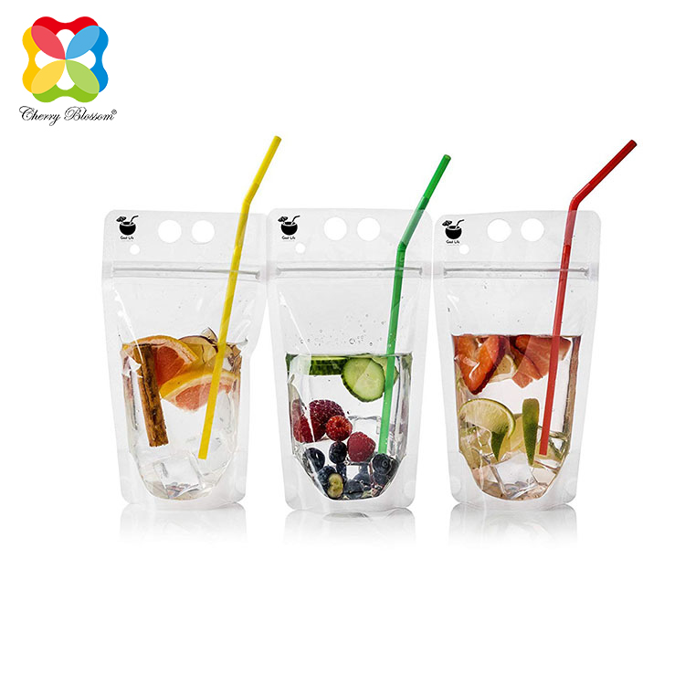 Disposable Sealable Stand Up Drink Water Pouch With Straw Gole