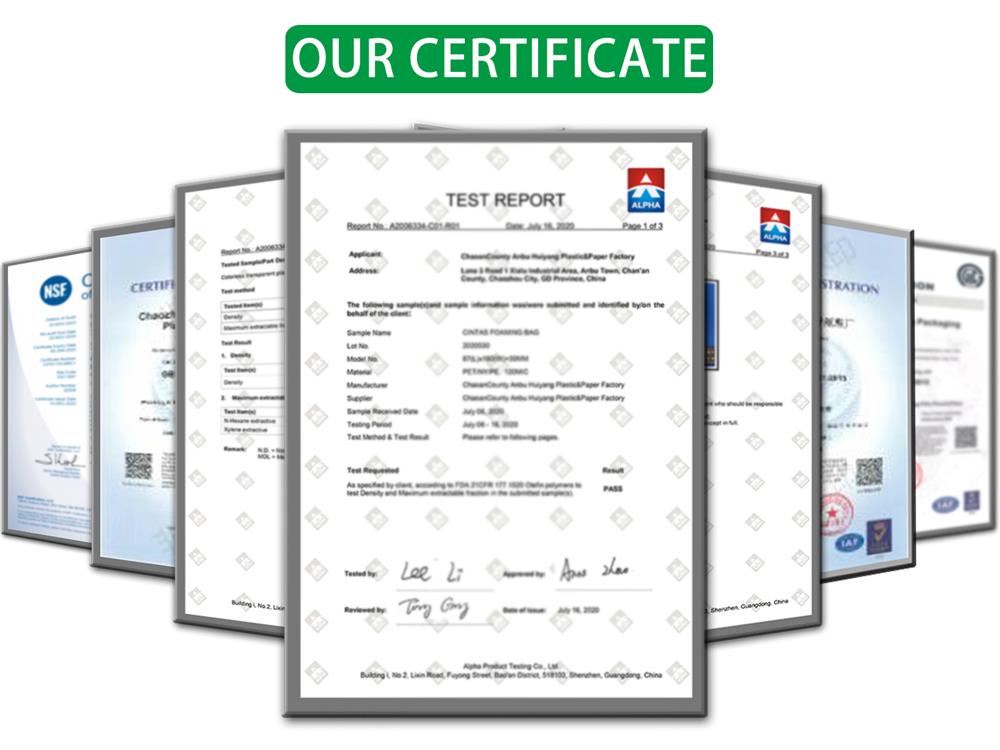 Hongze Packaging Certificate