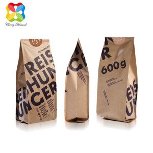Eco-friendly custom dicitak palastik samping gusset kraft bungkusan kertas pouch