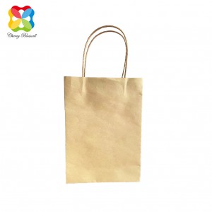 Рециклирана опаковка за пазаруване с персонализирано лого, кафява крафт хартиена торба с дръжки