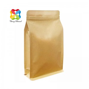 Factory Directly supply Square Bottom Kraft Paper Bag Disposable Food Grade Packaging Bag Recycled Paper Bag