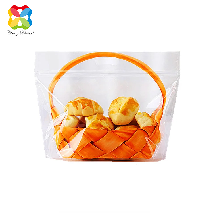 Kantong Plastik Roti Stand Up Cetak yang Disesuaikan untuk Kemasan Makanan Tas Ziplock Plastik PE