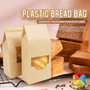 Ekmek çantası Özel Baskı Yağlı Kraft Kağıt Pişirme Çantası Pencereli Sandviç Tost Ekmeği Ambalaj Kese