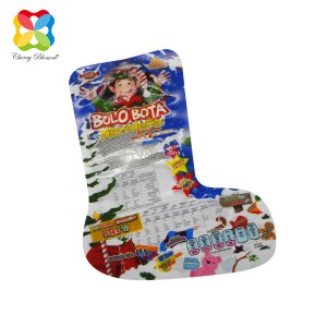 Bolsa con forma de sellado térmico de plástico impresa personalizada Bolsa decorativa de doces de Nadal