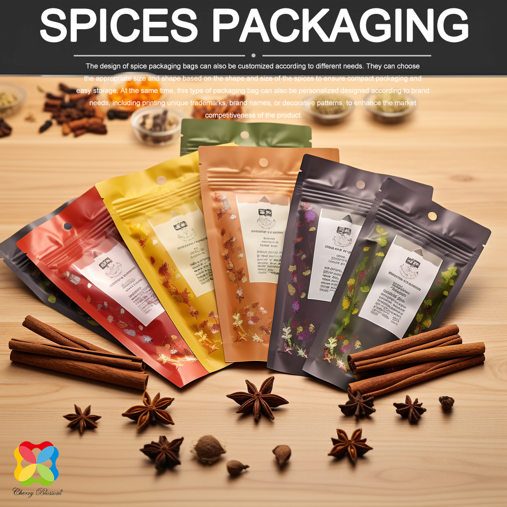 Bossa d'embalatge d'espècies Embalatge personalitzable en pols d'envasos d'aliments amb segell de tres costats