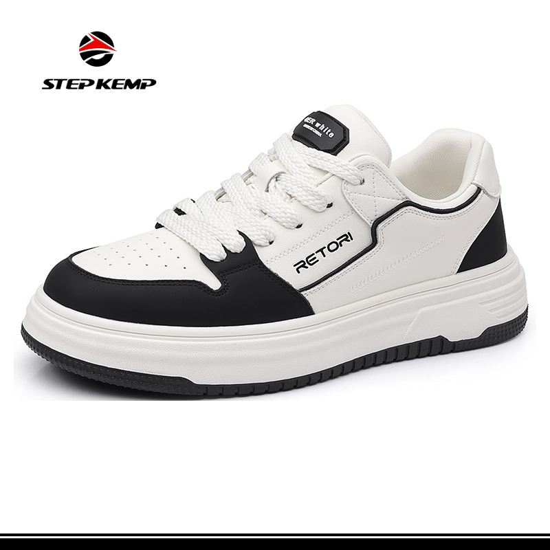 Stylish Black and White Lace-up Sport Walking Shoes For All-day Comfort