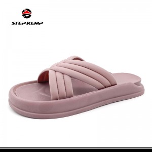 Suaicheantas Lady Slides sandal Clò-bhuailte Suaicheantas Custom Woman Home Slippers