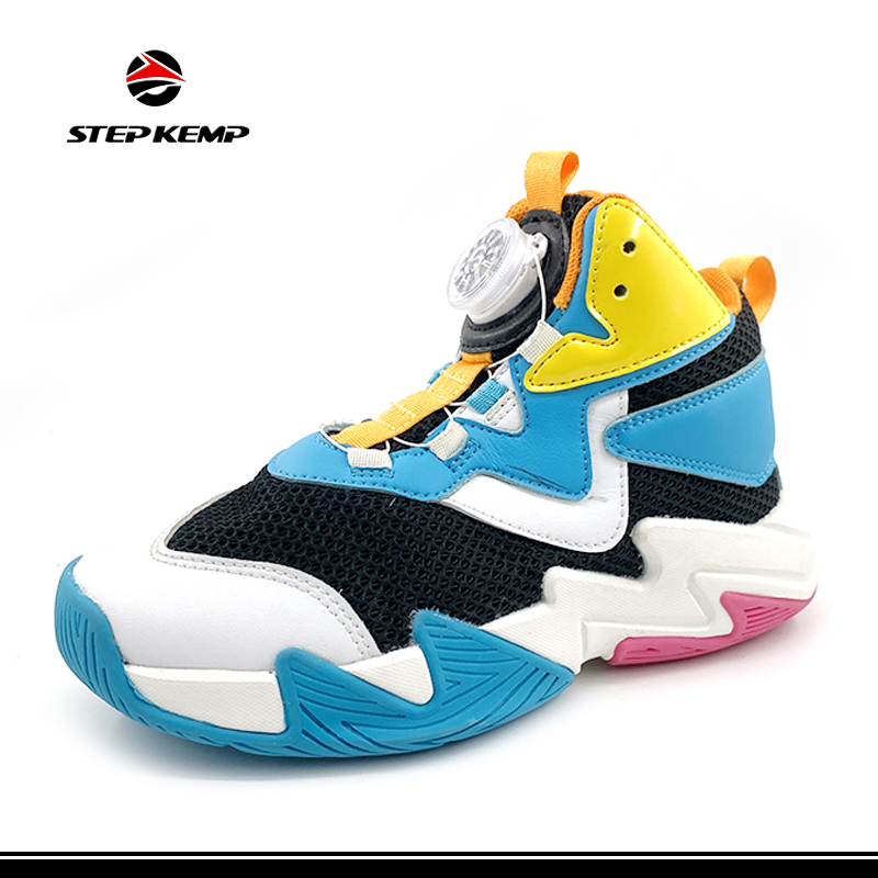 Kids′ Sneakers Mesh Breathable Lightweight Fashion Athletic Basketball Shoes