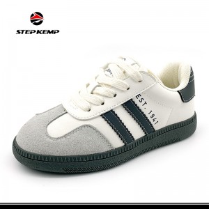 Children Casual Style School Shoes Kids Fabric Upper White Grey Sneakers