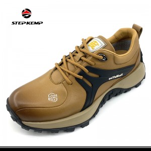 High Quality Leather Men Lace up Hiking Waterproof Boots Outdoor Shoes