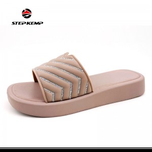 Sandal Logo Kustom Dalam Ruangan Pantai Dicetak Sepatu Slide Anti Selip PVC