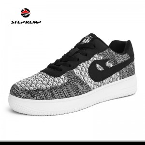 Mens Breathable Athletic Kintted Sports Fashion ເກີບ Skateboard ຍ່າງ