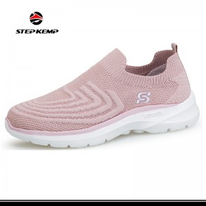 Comfortable Soft Walking Shoes Knit Running Slip-on Lightweight Sneakers